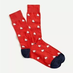 J CREW Socks OS CRITTER Crew SAILBOATS Ships Red Nautical Ocean AX215 NWT